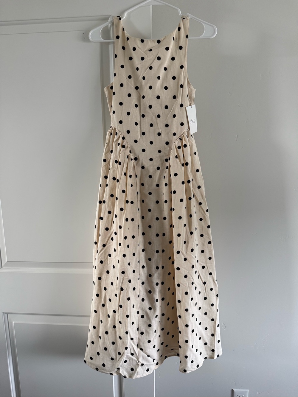 ShopZoco Cream Polka Dot Sleeveless Dress